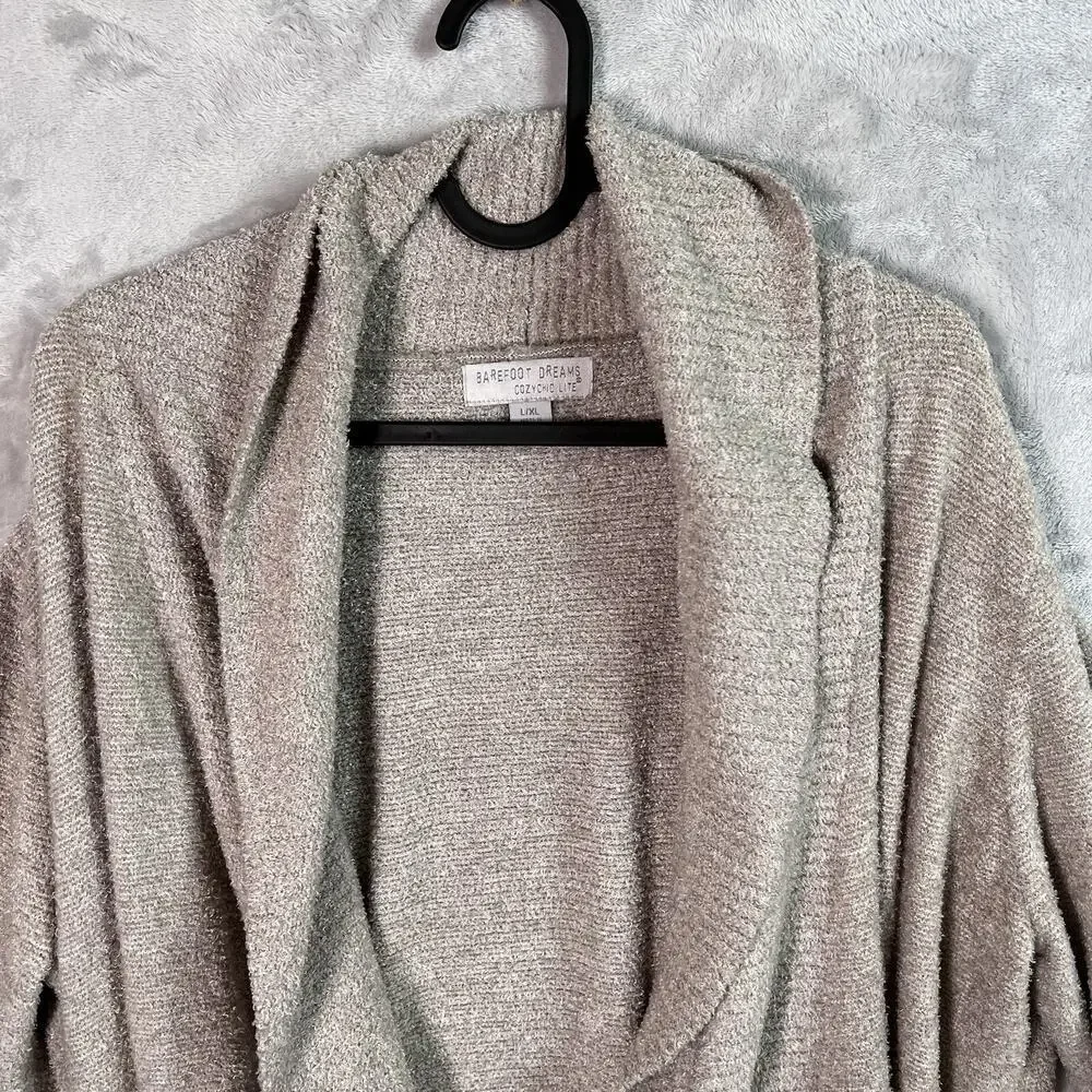 Barefoot Dreams CozyChic Lite Cardigan L/XL Grey Comfort Loungewear Pajama‎